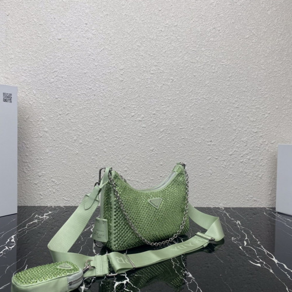 Pra*a re-edition 2005 satin bag with crystals