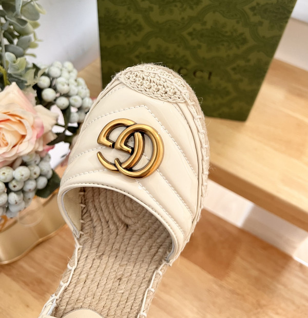 G*u*i leather platform espadrille