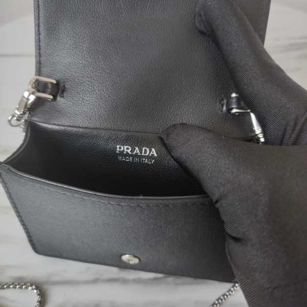 Pra*a cardholder with shoulder strap and crystals