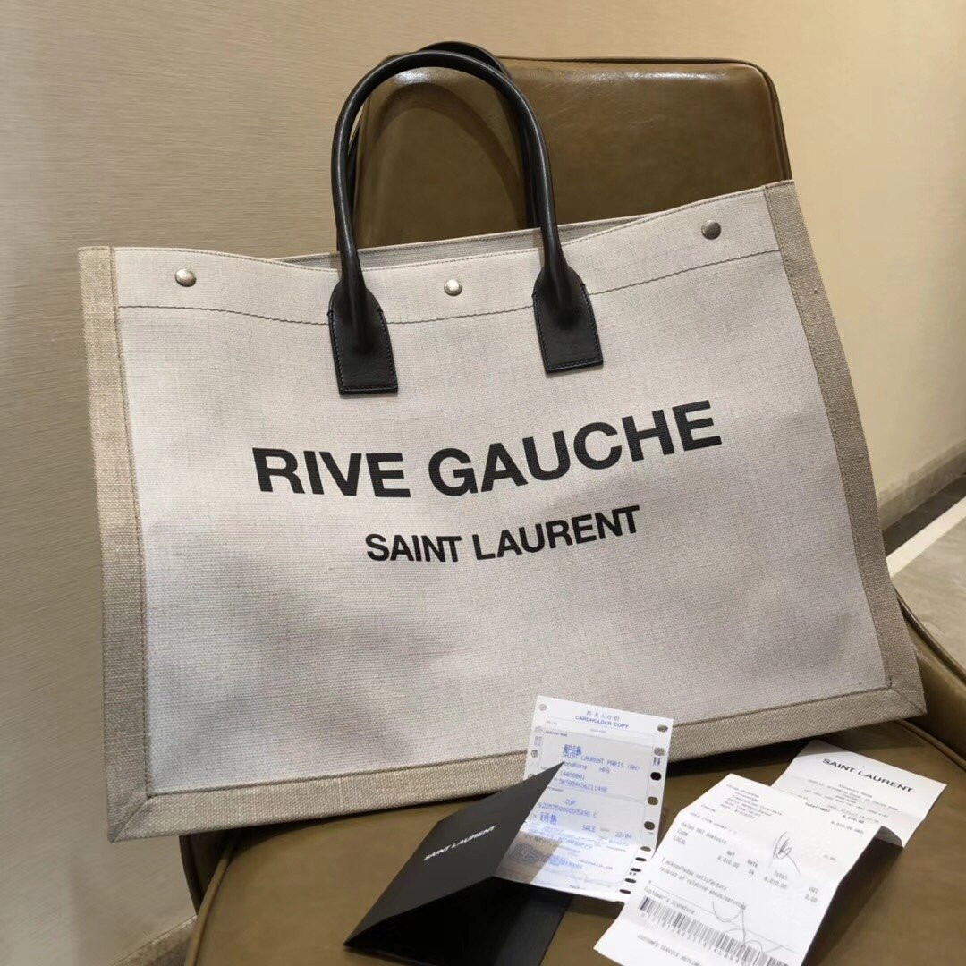 Y*L rive gauche tote bag in linen and leather